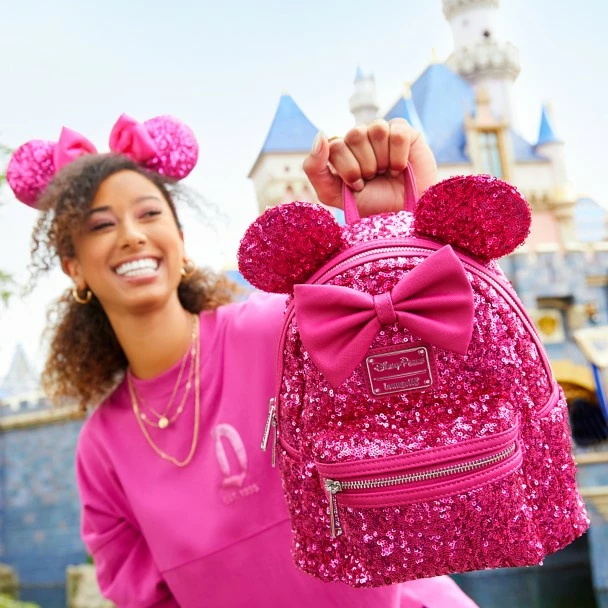Disney Minnie Mouse Sequin Loungefly Mini Backpack – Magenta 4 Disney Minnie Mouse Sequin Loungefly Mini Backpack – Magenta - Image 2